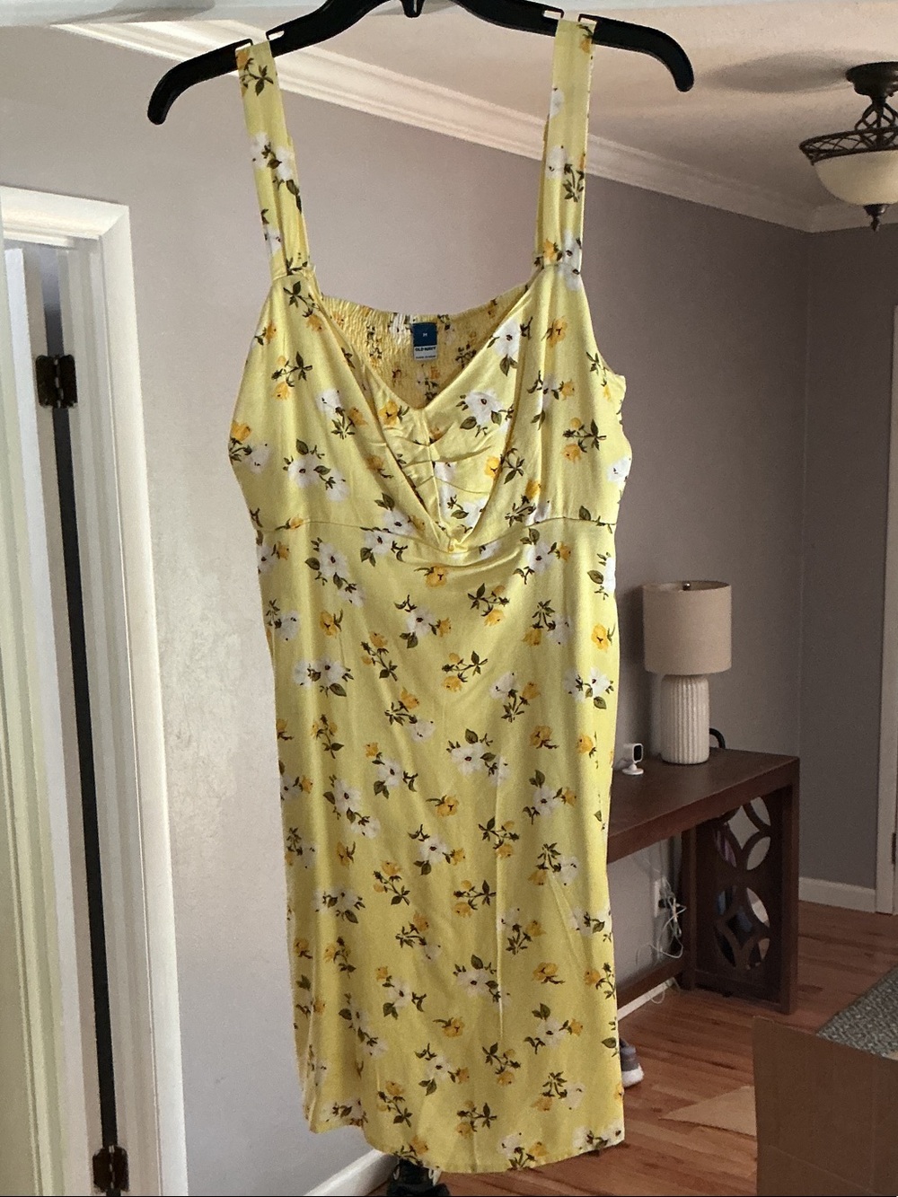 Old Navy Yellow Floral Cowl-Neck Midi Dress